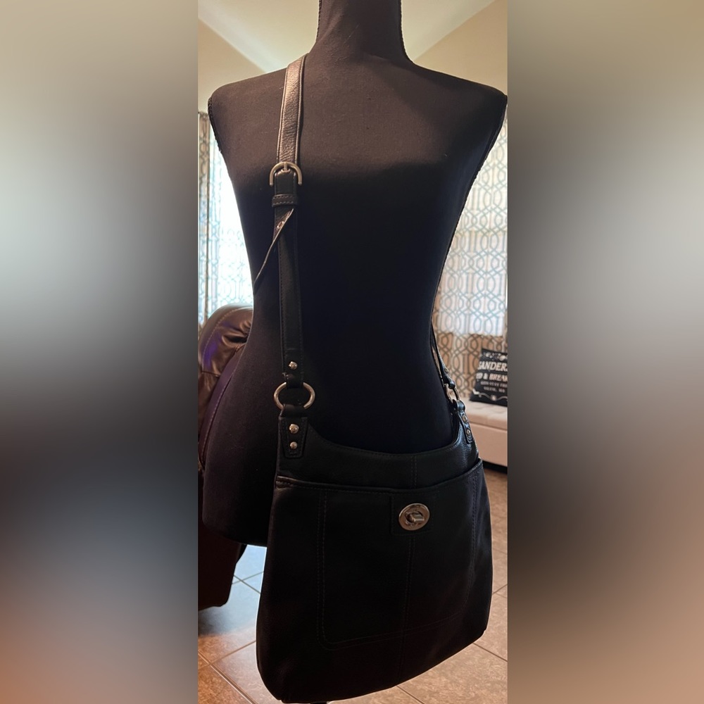 Coach black leather crossbody bag purse